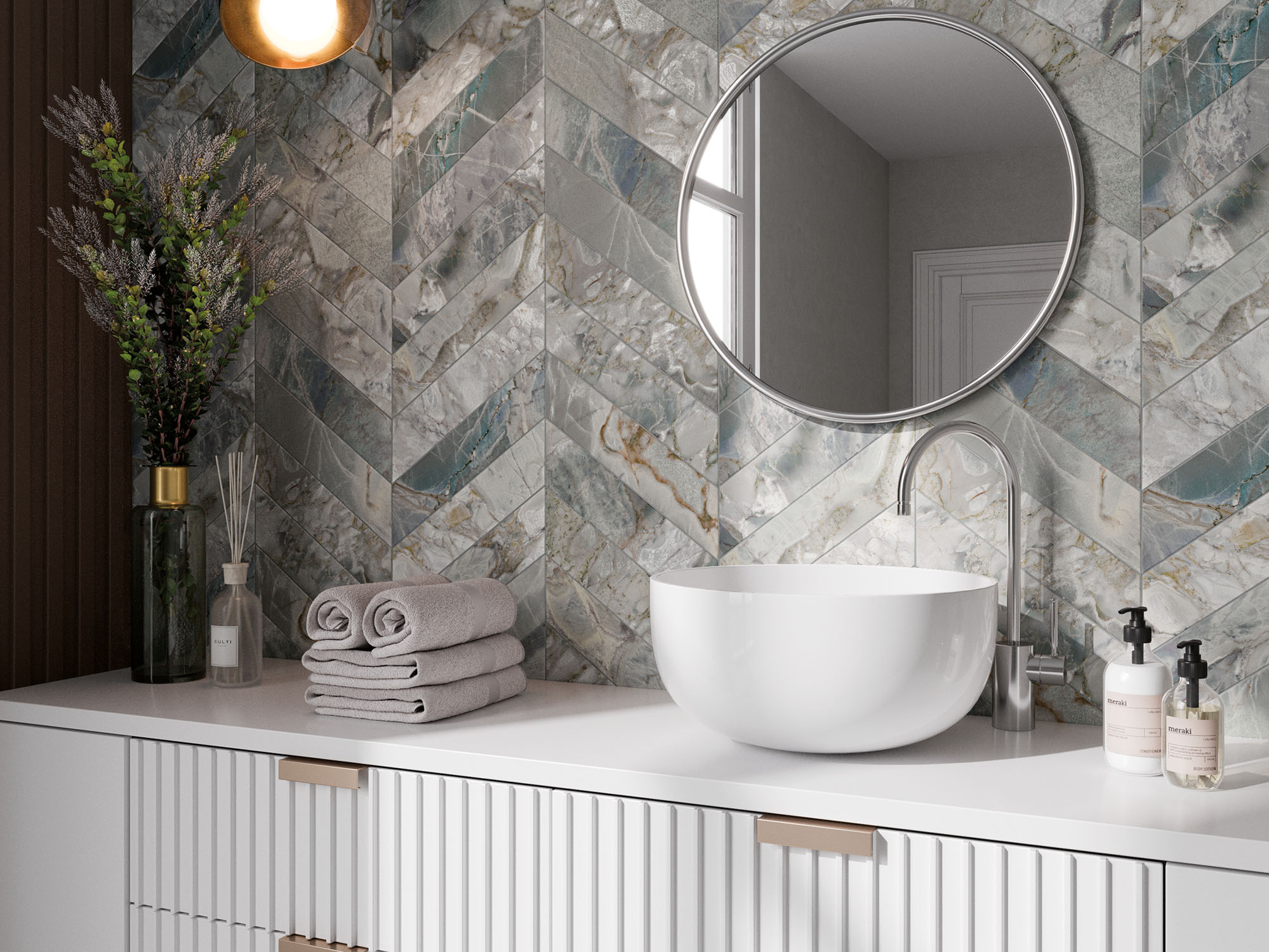 AMB DETALLE VERONA 8X40 CHEVRON BA•O AMB DETALLE VERONA 8X40 CHEVRON BA•O - Azulejos Chevron