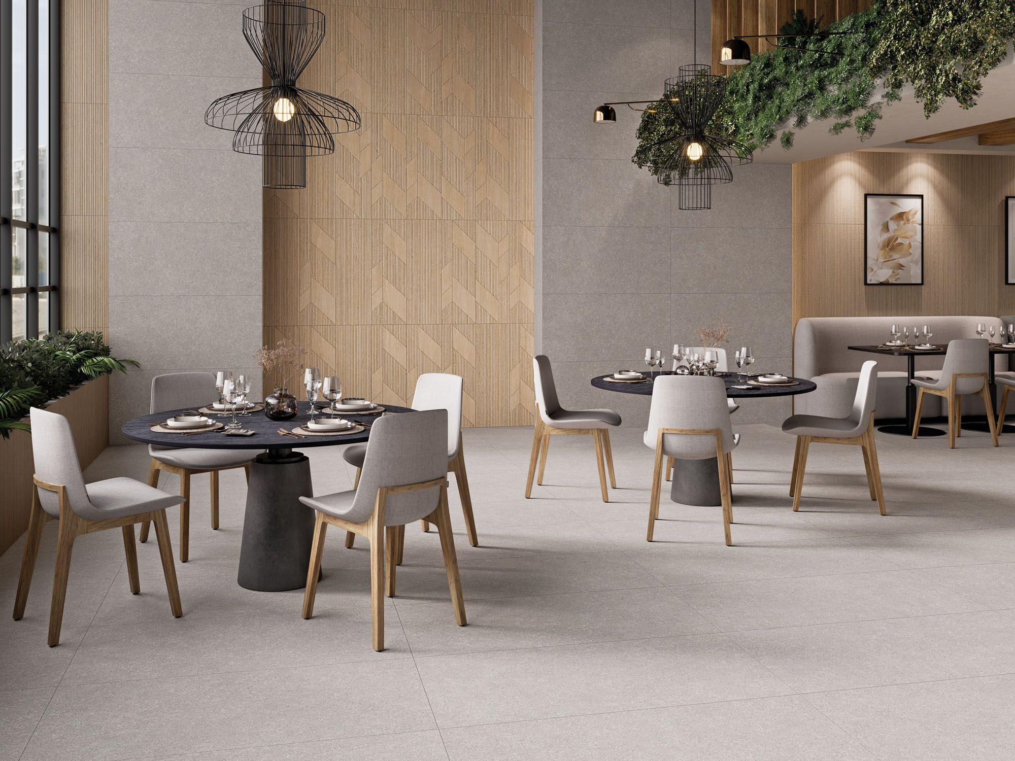 AMB LOUVRE NATURAL 31X93 + DECO + RODIN PERLA 60X120 public area AMB LOUVRE NATURAL 31X93 DECO RODIN PERLA 60X120 public area - Hotel