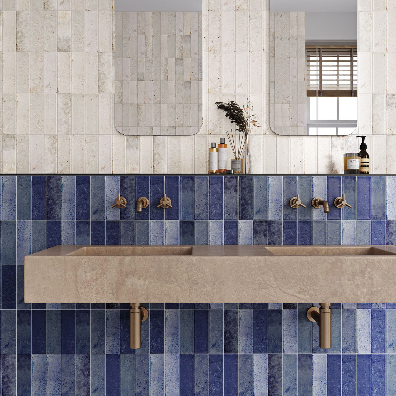 AMB VOLTERRA BLANCO AZUL 65X20 BANYO 1 - Baños