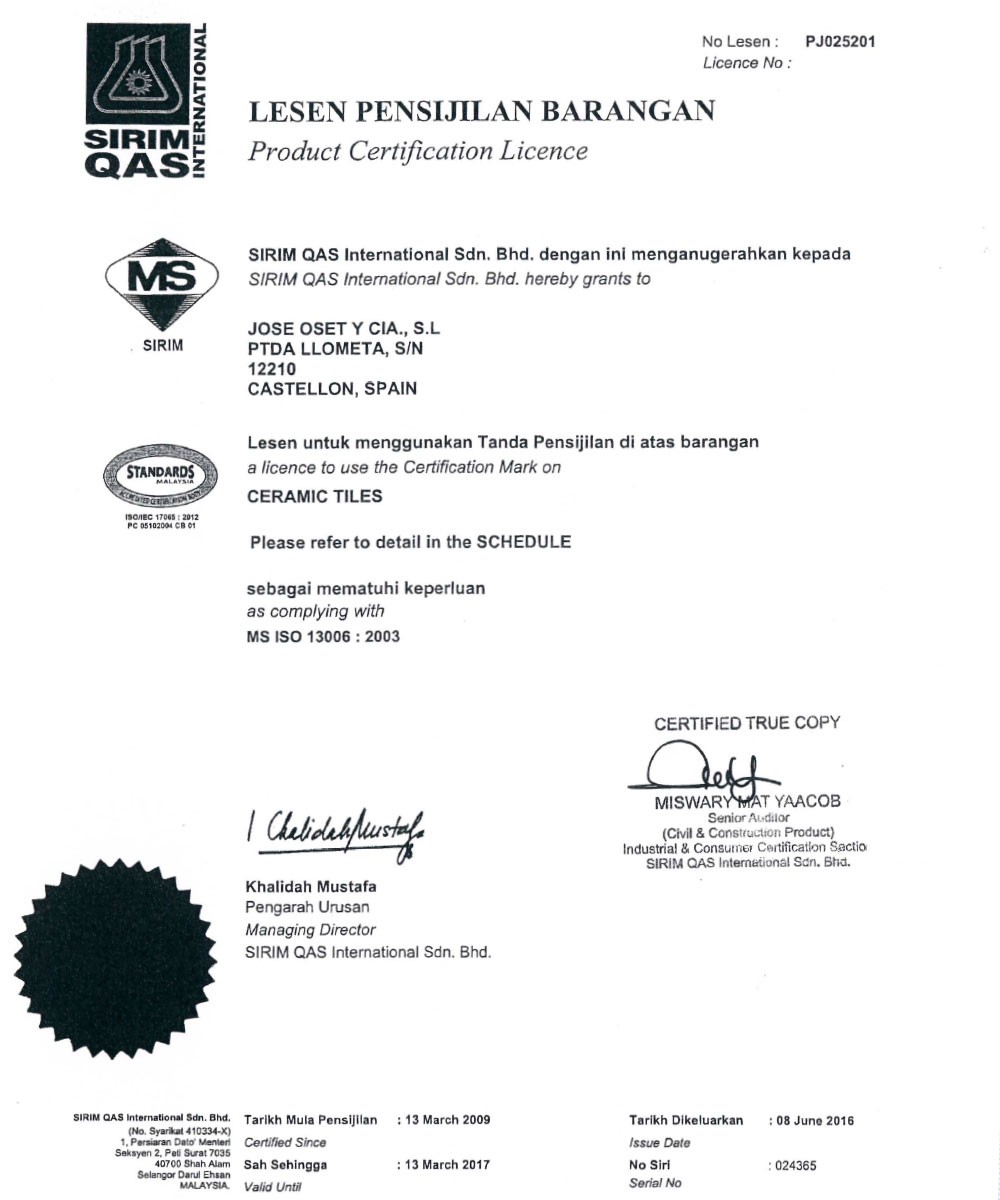 SIRIM qas - Certificados